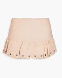 RED Valentino Eyelet-embellished ruffled leather shorts - Pink Pink