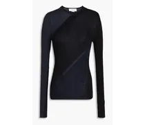 Ruffled ribbed-knit sweater - Black