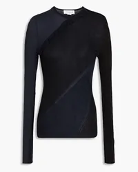 Victoria Beckham Ruffled ribbed-knit sweater - Black Black