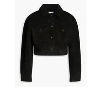 Cropped fringed suede jacket - Black