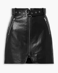 KHAITE Luana belted leather mini skirt - Black Black