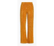 Markus sequined lamé-jersey flared pants - Yellow