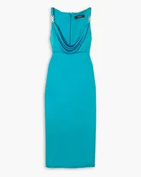 Versace Embellished draped metallic jersey dress - Blue Blue