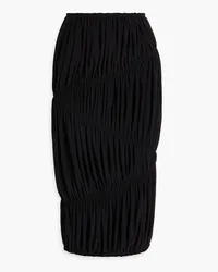 Norma Kamali Ruched stretch-jersey midi skirt - Black Black