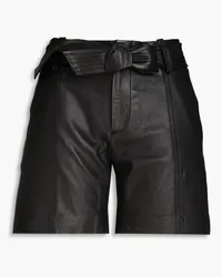 Vince Topstitched leather shorts - Black Black