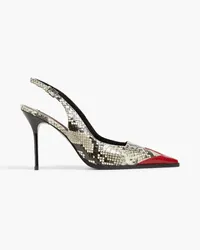 Missoni Croc-effect leather and snake slingback pumps - Red Red