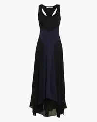 Roberto Cavalli Fluted two-tone georgette and stretch-crepe gown - Black Black