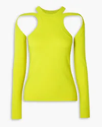 Dion Lee Cutout merino wool-blend top - Yellow Yellow