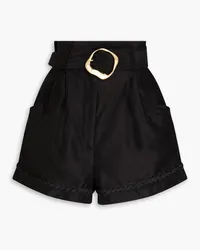 Aje. Riveria belted silk-organza shorts - Black Black