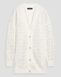 Retrofête Crystal-embellished cotton and cashmere-blend cardigan - White White