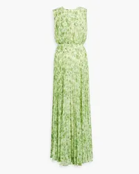 Mikael Aghal Pleated printed chiffon maxi dress - Green Green