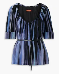 Altuzarra Nika belted printed silk crepe de chine blouse - Blue Blue