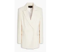 Double-breasted Lyocell-blend crepe blazer - White