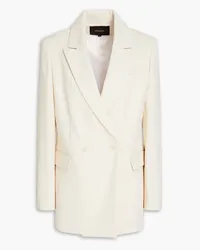 Maje Double-breasted Lyocell-blend crepe blazer - White White