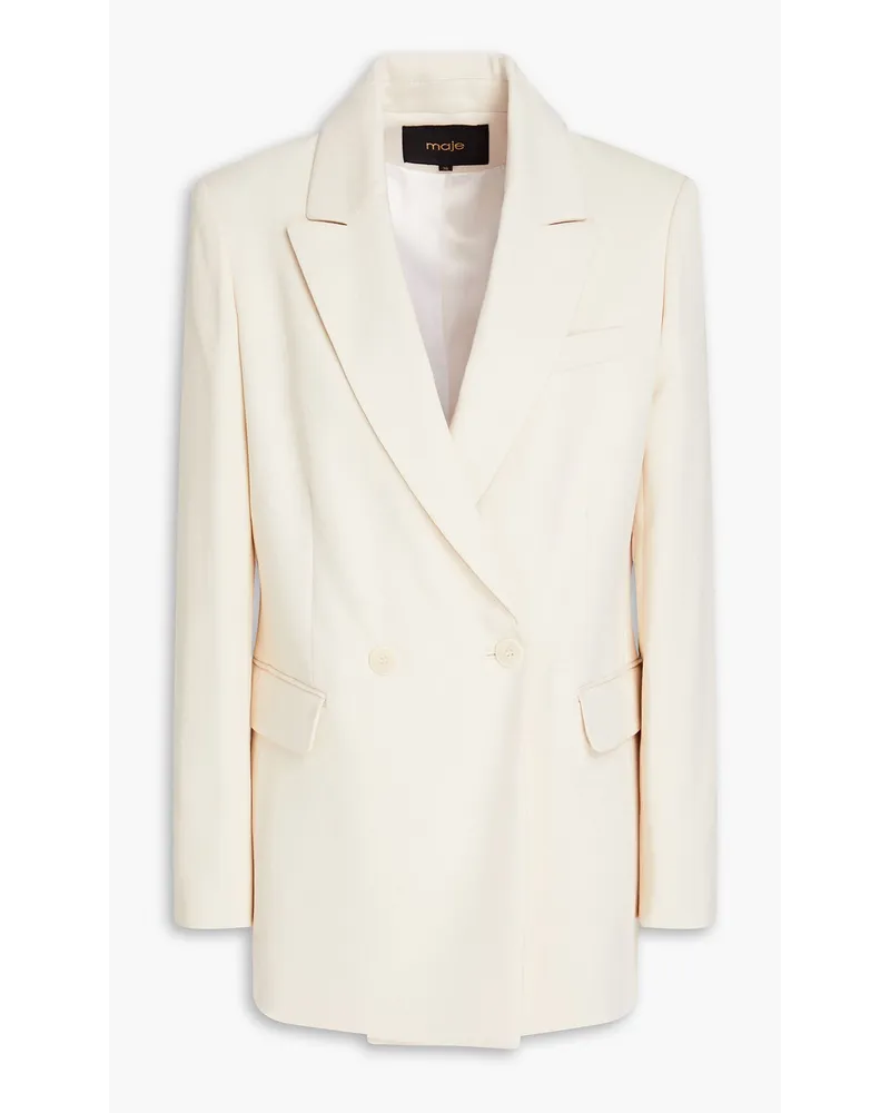 Maje Double-breasted Lyocell-blend crepe blazer - White White