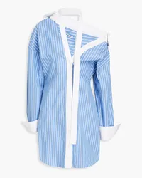 Alexander Wang Striped cotton-poplin mini shirt dress - Blue Blue