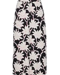 Valentino Garavani Floral-print wool and silk-blend twill skirt - Black Black