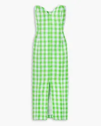 Mara Hoffman Didi strapless gingham hemp midi dress - Green Green