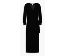 Wrap-effect cashmere midi dress - Black