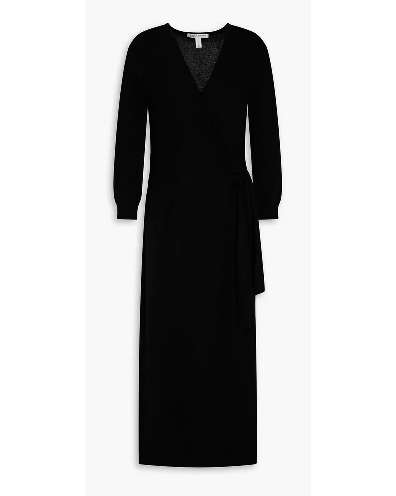 Autumn Cashmere Wrap-effect cashmere midi dress - Black Black