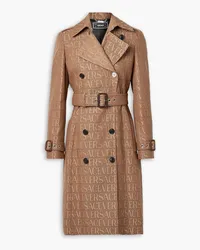 Versace Double-breasted canvas-jacquard trench coat - Brown Brown