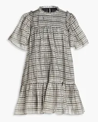 Stella Nova Pen Luna ruffled metallic checked organza mini dress - Gray Gray