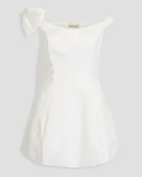 NICHOLAS Lily bow-detailed satin mini dress - White White