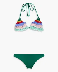 Zimmermann Tiered paisley-print triangle bikini - Green Green