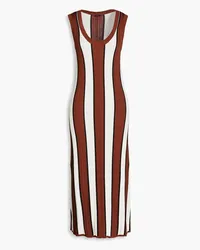 Joseph Satiny striped ribbed-knit midi dress - Brown Brown