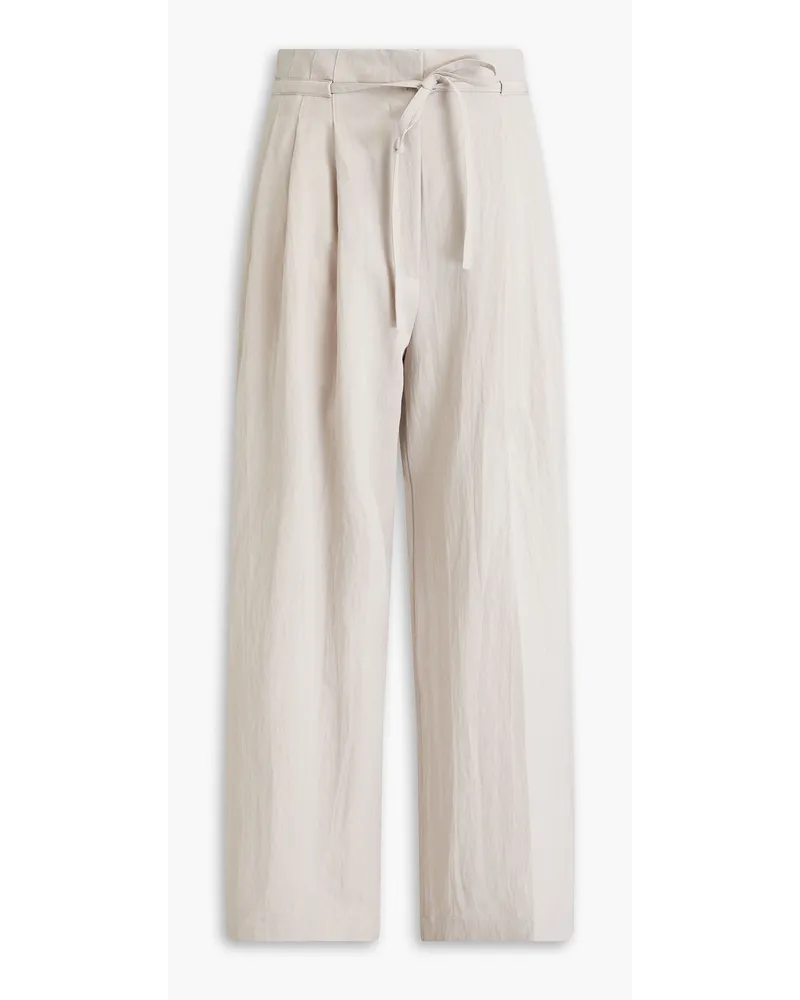 3.1 phillip lim Pleated wool-blend twill wide-leg pants - Gray Gray