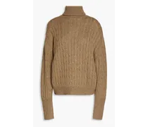 Cable-knit cashmere and silk-blend turtleneck sweater - Green