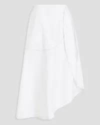 Victoria Beckham Asymmetric cotton-blend poplin midi skirt - White White