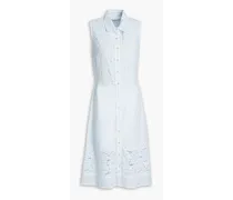 Lace-paneled linen shirt dress - Blue