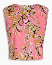 Emilio Pucci Cutout printed crepe top - Pink Pink