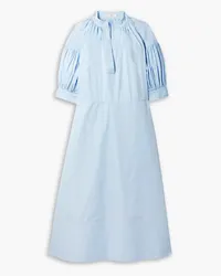 Co Shirred cotton-poplin midi dress - Blue Blue