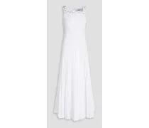 Peta pleated embellished woven maxi dress - White