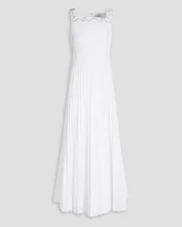 Rachel Gilbert Peta pleated embellished woven maxi dress - White White