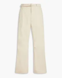 LE 17 SEPTEMBRE Belted cotton-blend twill pants - Neutral Neutral