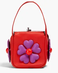 Moschino Floral-appliquéd faux leather tote - Red Red