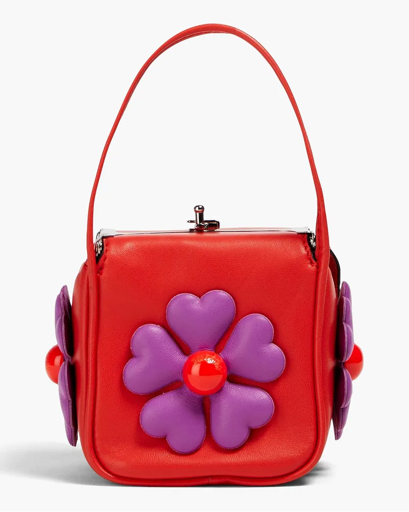 Moschino Floral-appliquéd faux leather tote - Red Red