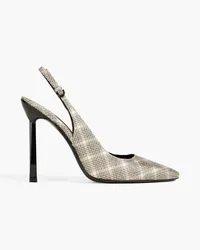 Ferragamo Jessie checked leather slingback pumps - Metallic Metallic