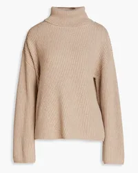 Joseph Ribbed cotton, wool and cashmere-blend turtleneck sweater - Neutral Neutral