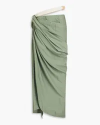 Jacquemus Abanada draped embellished twill maxi skirt - Green Green