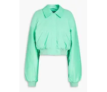 Britany cropped faux leather and shell bomber jacket - Green