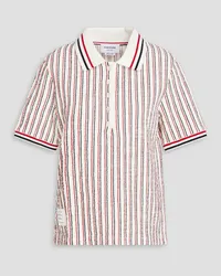 Thom Browne Striped cotton-blend polo shirt - White White