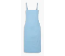 Degas embroidered stretch-cotton chambray dress - Blue