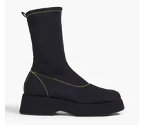 Topstitched neoprene sock boots - Black