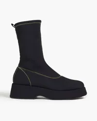 Ganni Topstitched neoprene sock boots - Black Black