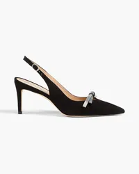 Stuart Weitzman Embellished suede slingback pumps - Black Black