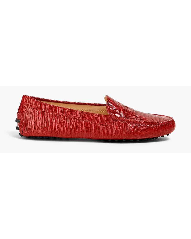 TOD'S Lizard-effect leather loafers - Red Red